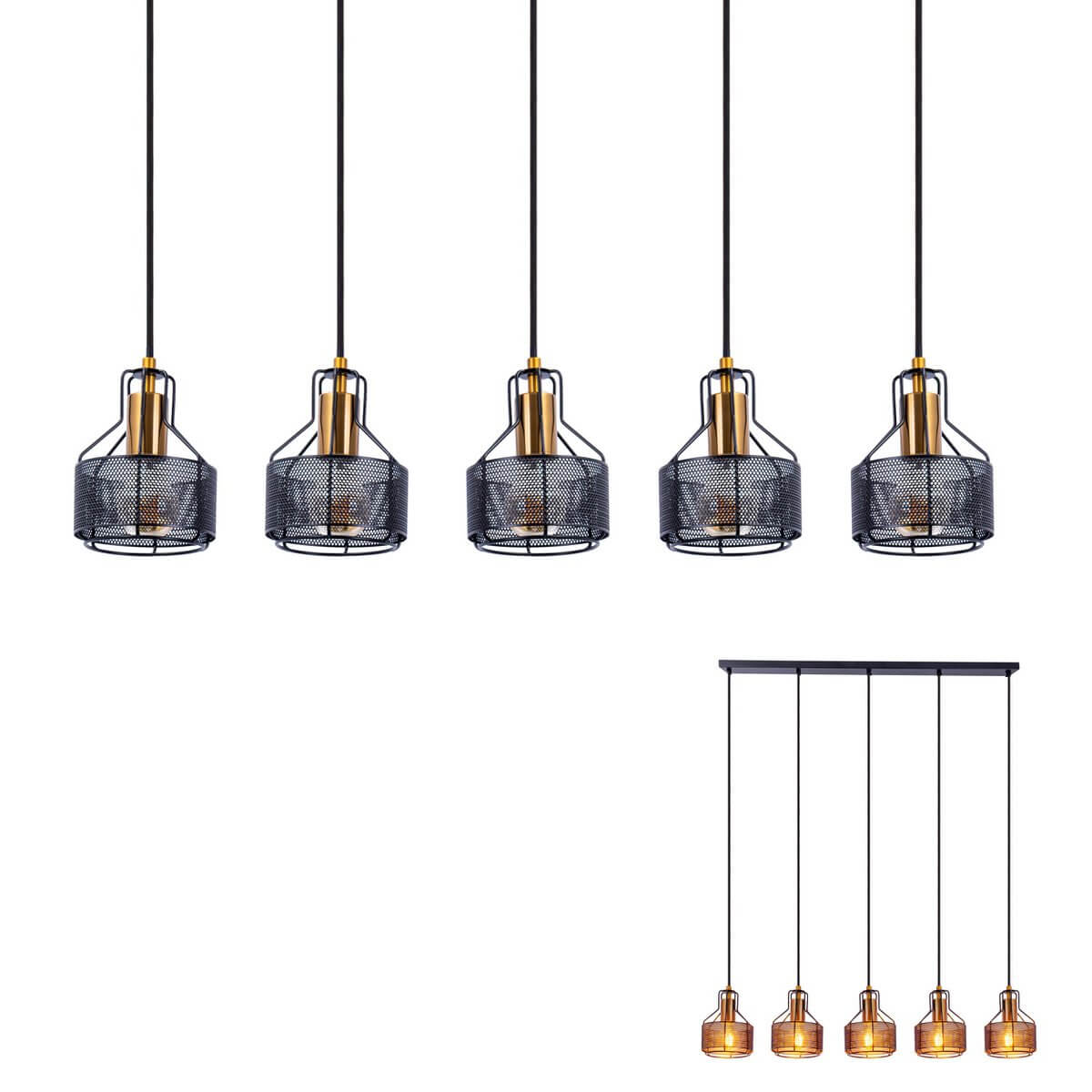 Hanglamp Zwart Goud Metaal – Retro Moderne Verlichting