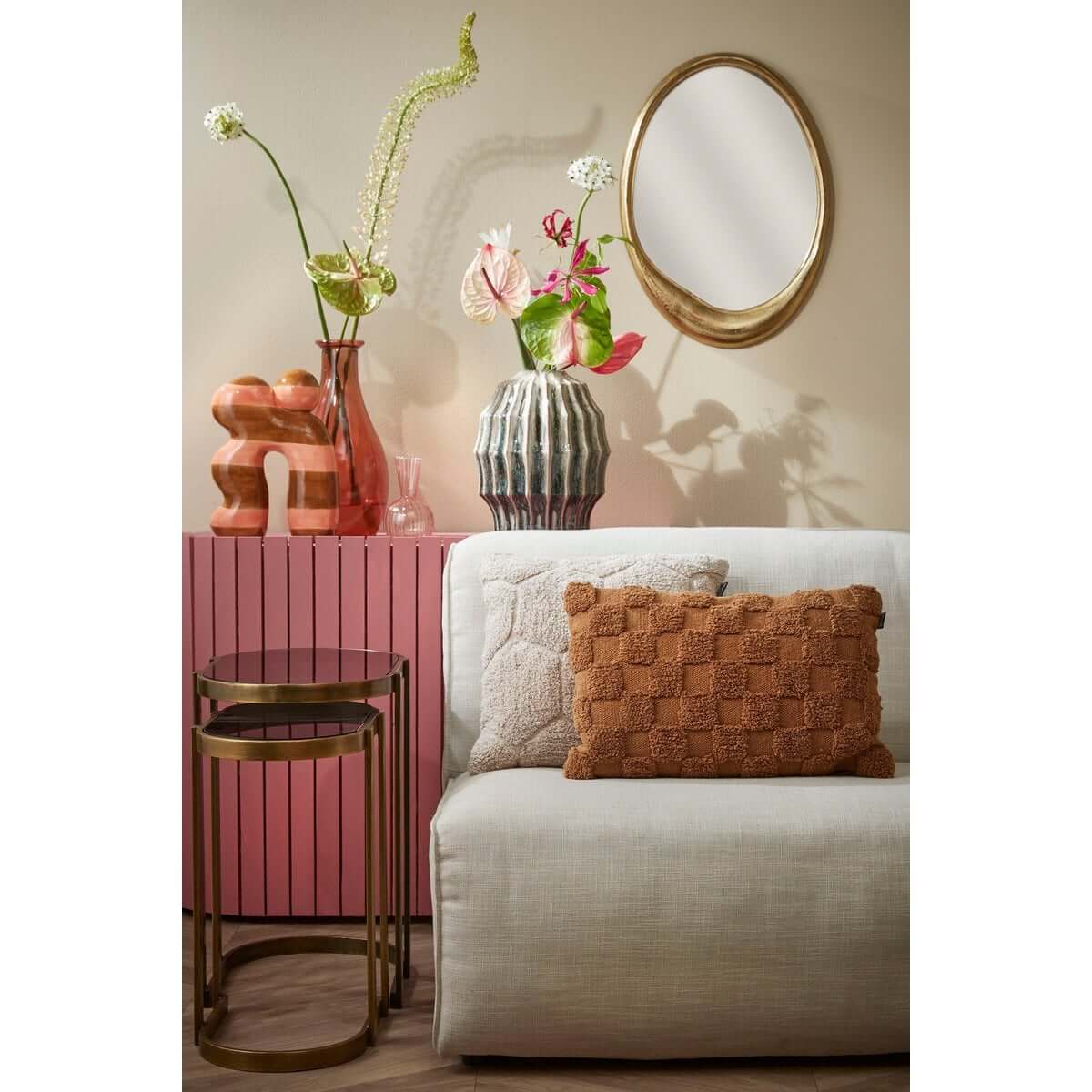 Kevin bijzettafels metaal goud - met hoogteverschil - set van 2