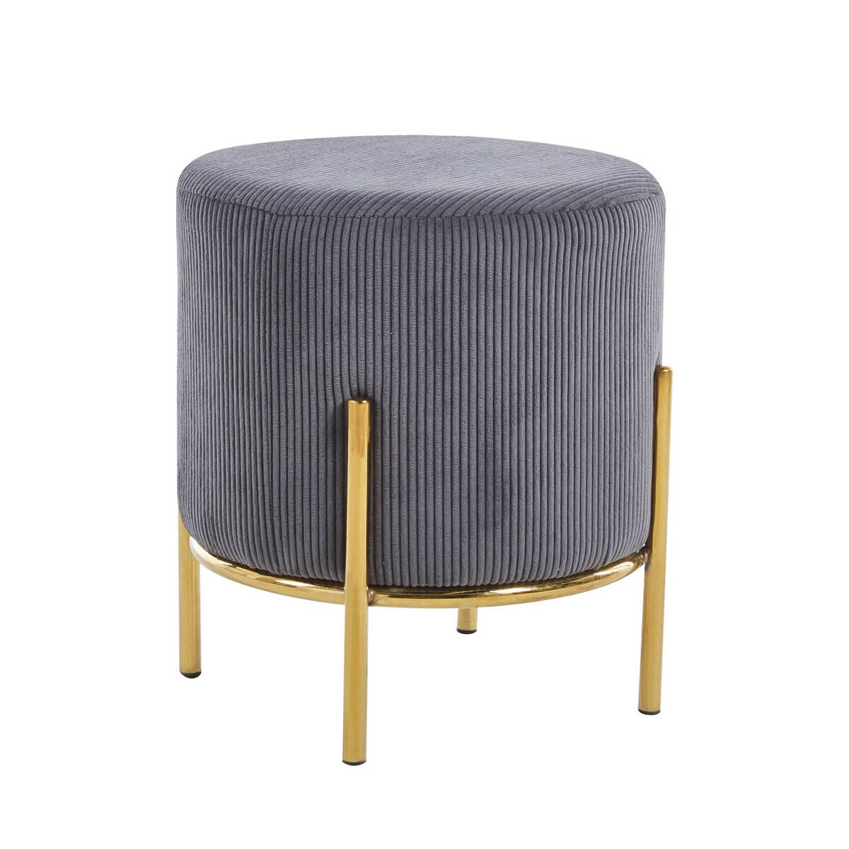 Upholstered stool Ø35 cm cord optic gray - SalesFever