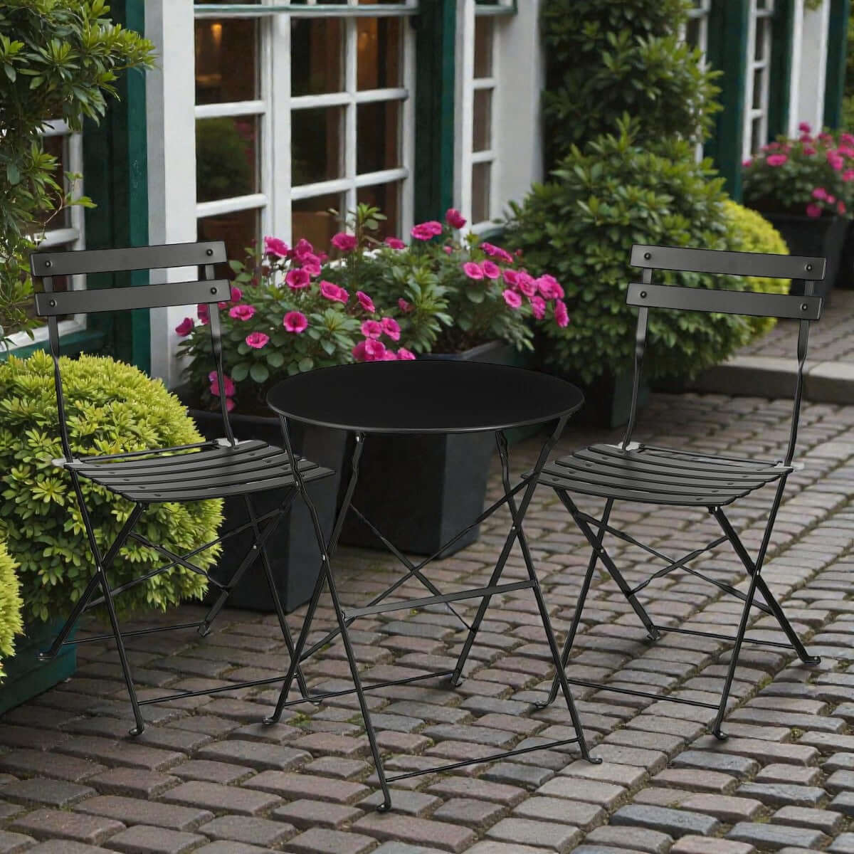 Laurence bistroset metaal zwart - inklapbaar - set van 3