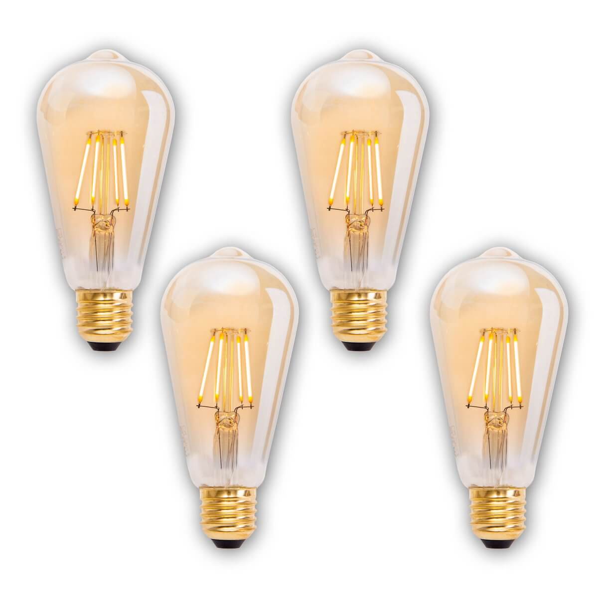 Led filamentlamp amber E27 - dimbaar - set van 4
