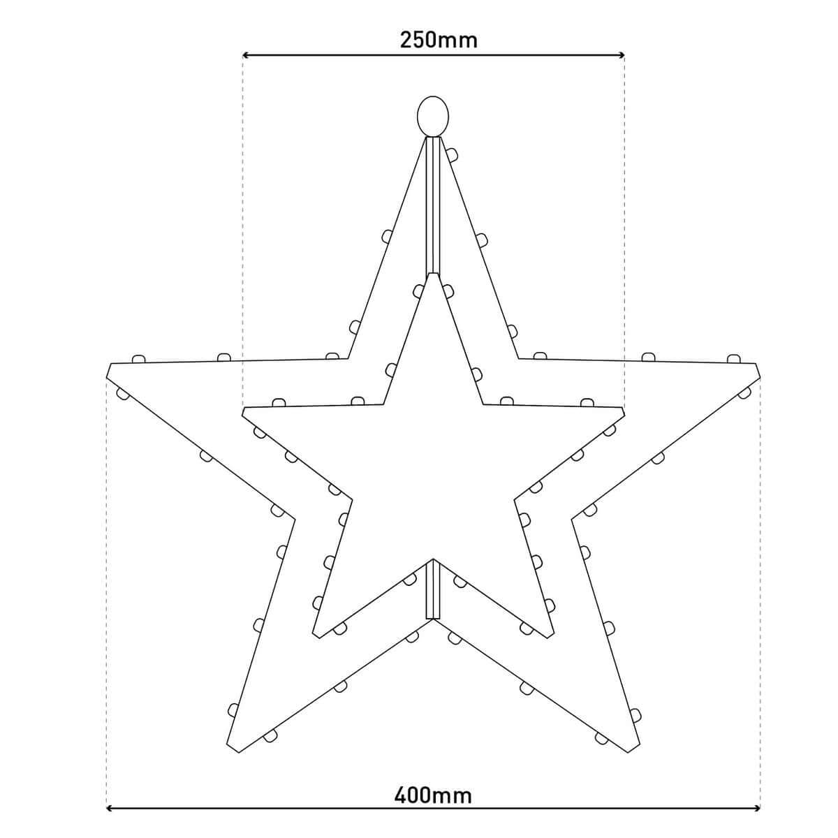 Led kerstster outdoor goud - met metalen draadframe - 40 × 40 × 40 cm
