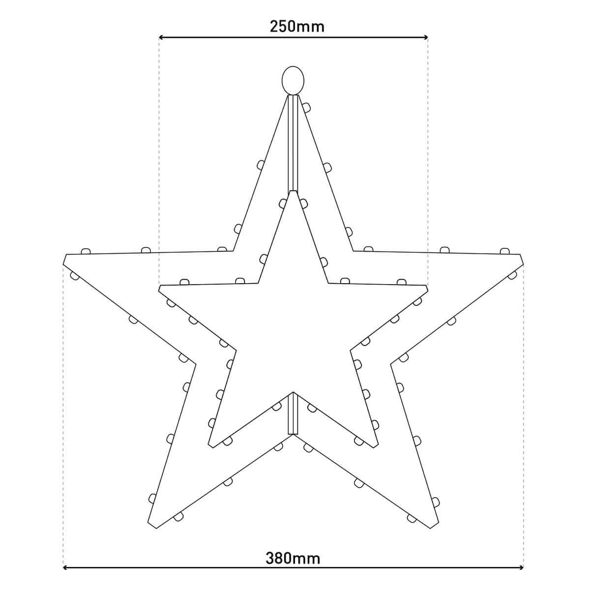 Led kerststerren outdoor zwart - met zuignap - set van 2
