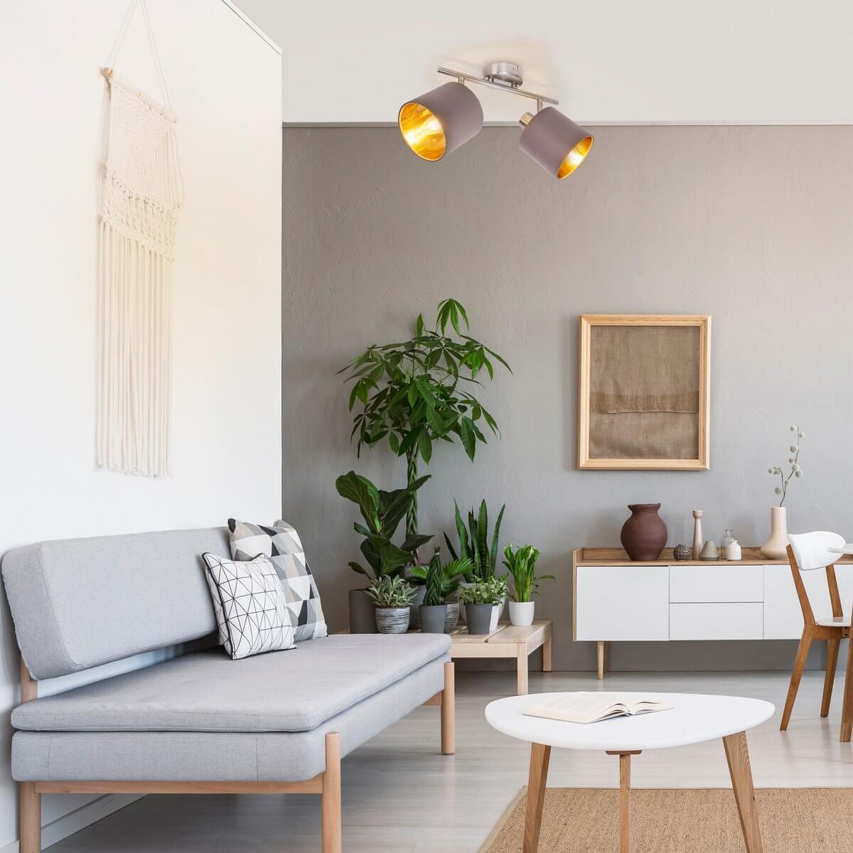 Maron muur en plafondlamp satijn nikkel - met 2 lichtpunten - 46 × 12 × 20,7 cm