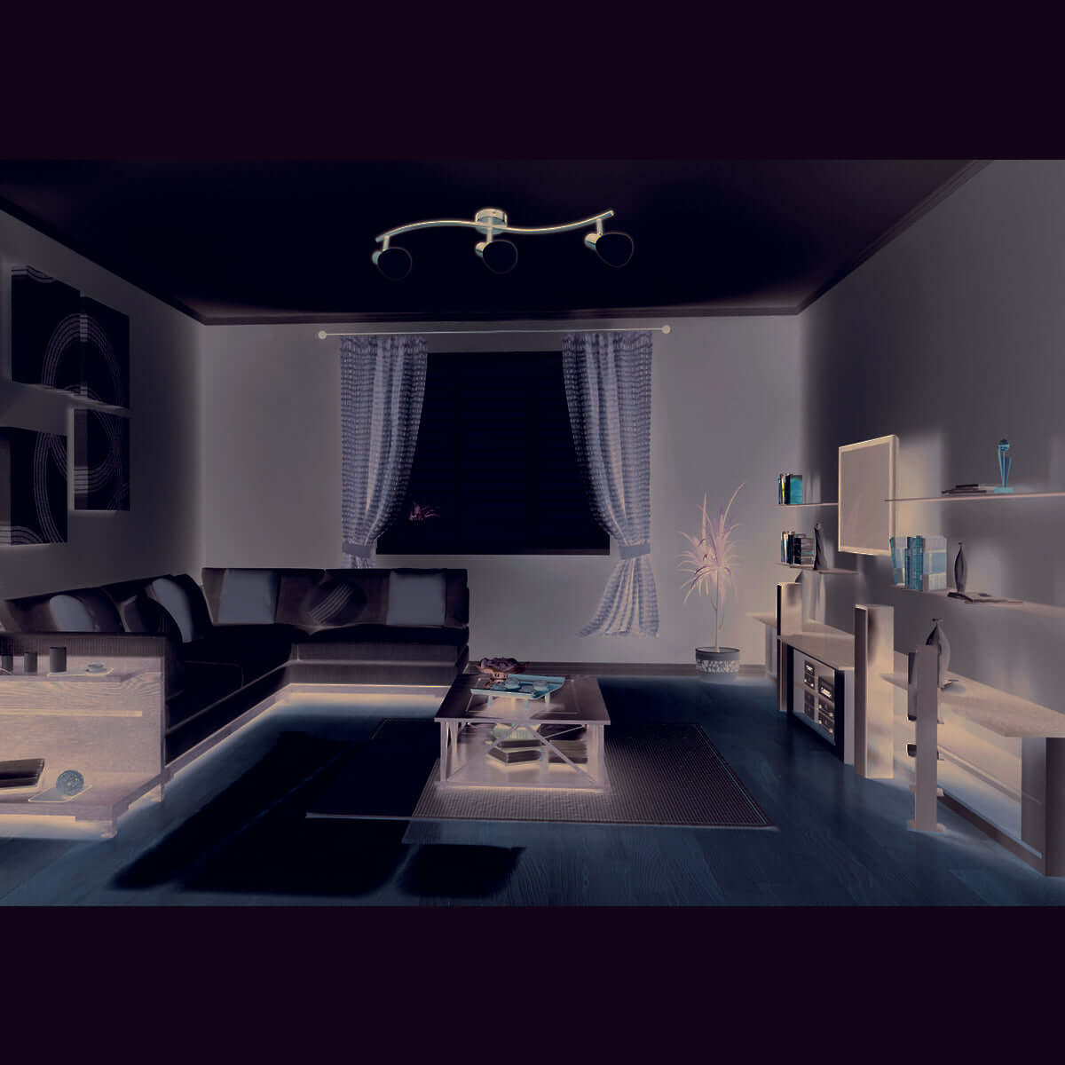 Mestre wand en plafondspot landelijk bruin - 3 spots LED 3000K - 60 × 12,5 × 12 cm