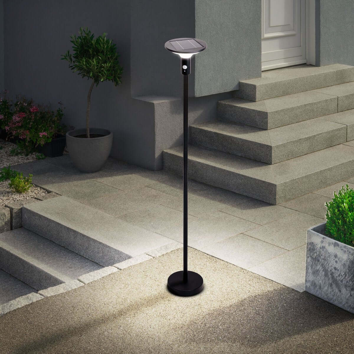 Nora solar staande buitenlamp zwart - met bewegingssensor - 21 × 25 × 139 cm