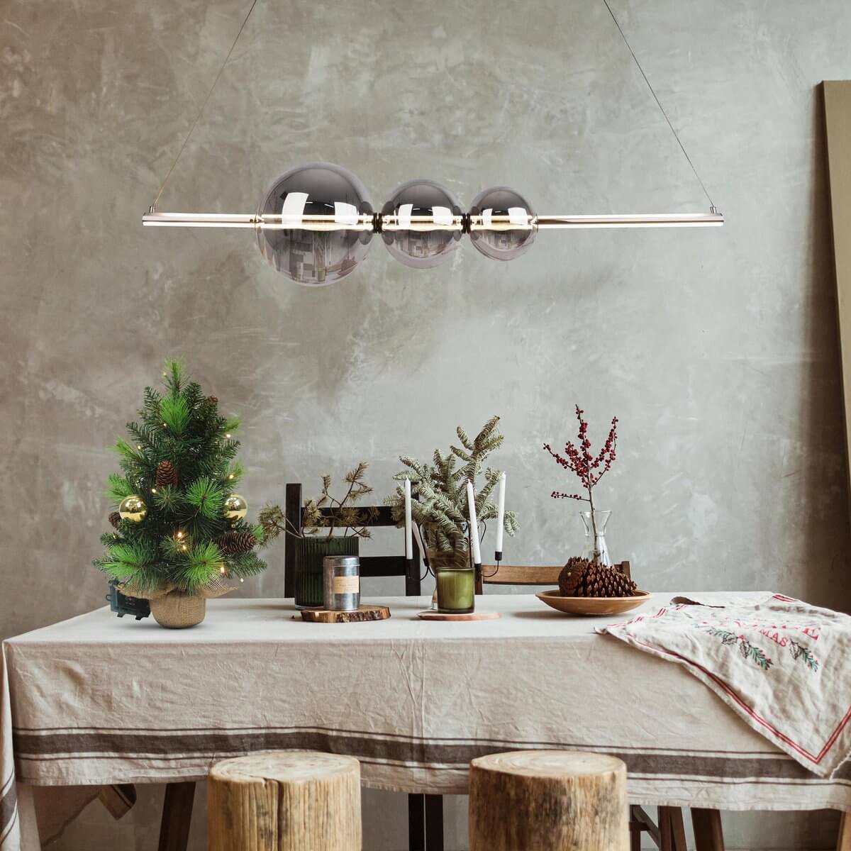 Nova LED hanglamp chroom met rookglas - 125,3 × 25 × 150 cm