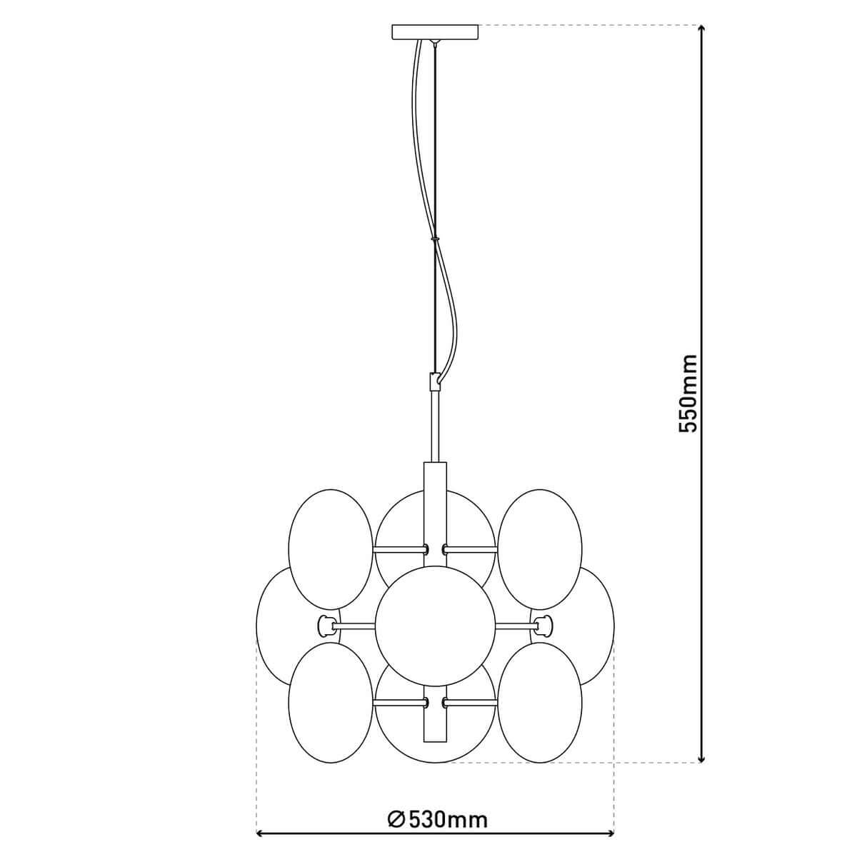 Näve hanglamp amberglas met messing frame - Ø 53 × 207 cm
