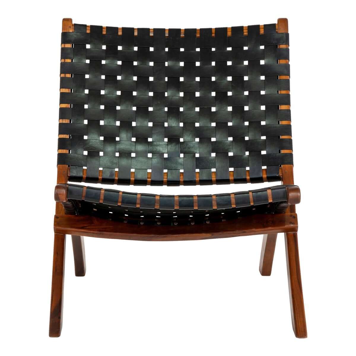 Perugia Folding Chair - Teak Wood, Leather, Black - 66x74x73 cm - House Nordic ApS