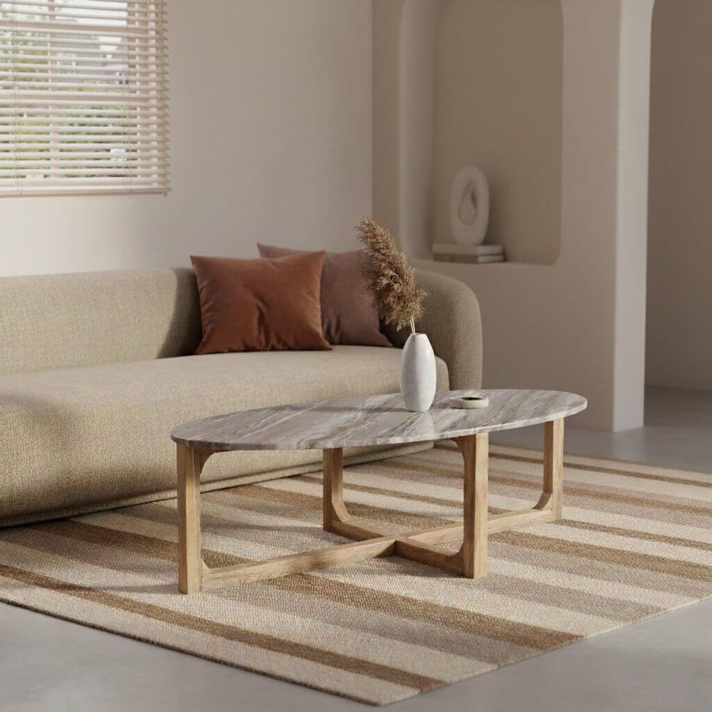 Ovale marmeren salontafel - Fantasy bruin - 120x60x38 cm - Raw Materials