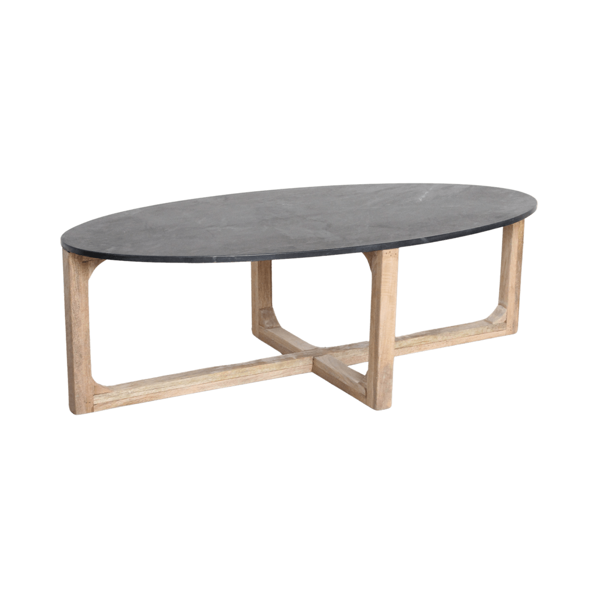 Ovale marmeren salontafel - zwart - 120x60x38 cm - Raw Materials