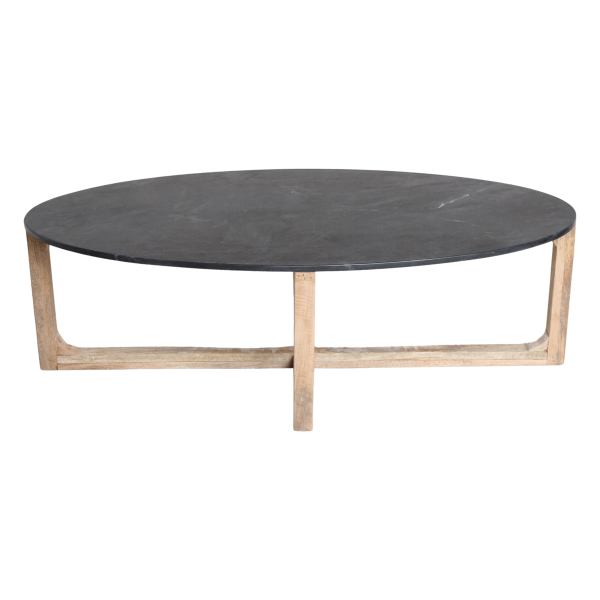 Ovale marmeren salontafel - zwart - 120x60x38 cm - Raw Materials
