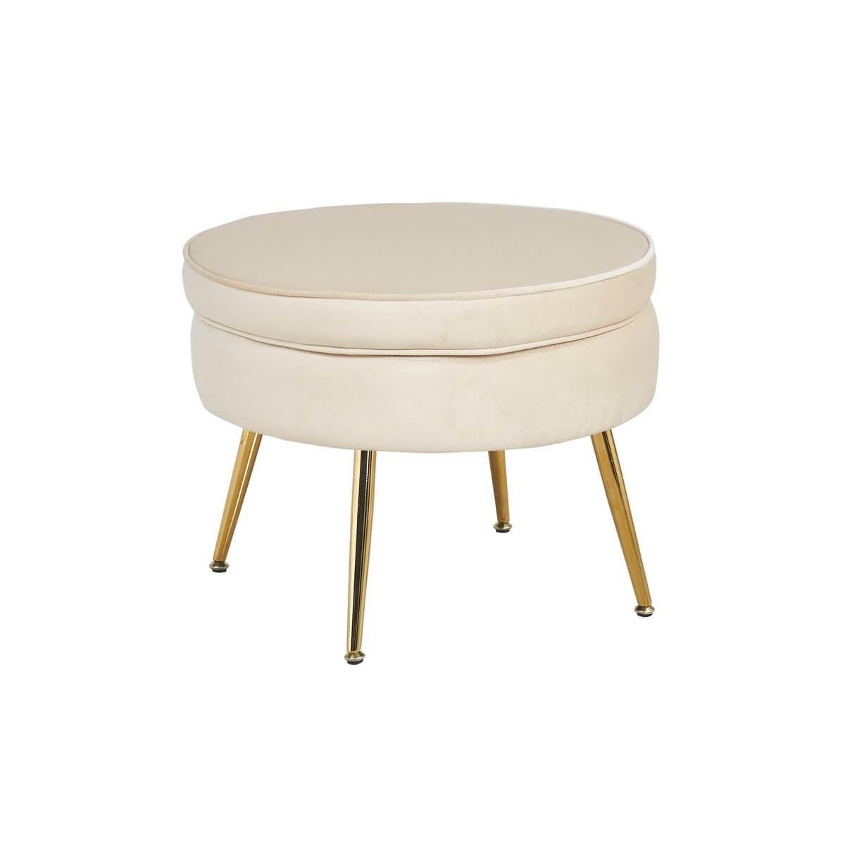 Round pouf in beige velvet - SalesFever