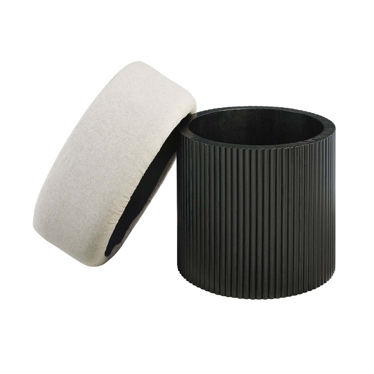 Seat pouf with storage space Ø 50 cm black/gray - SalesFever