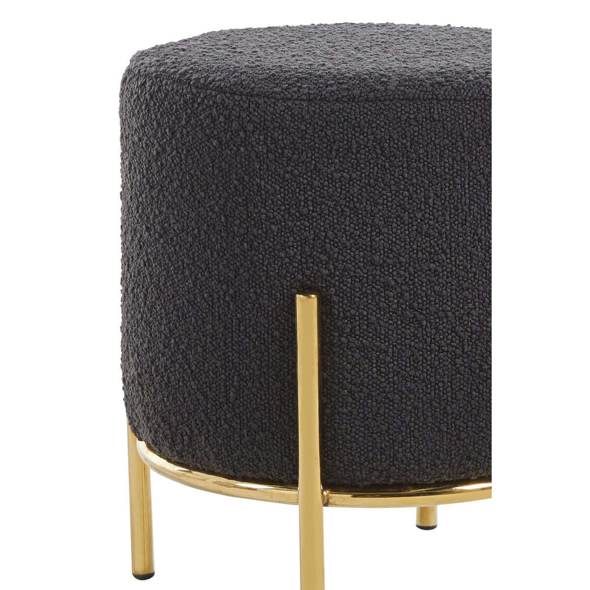 Polsterhocker Ø35 cm Bouclé Stoff Anthrazit - SalesFever
