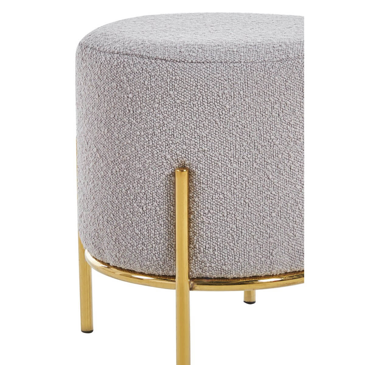 Polsterhocker Ø35 cm Bouclé Stoff Taupe - SalesFever