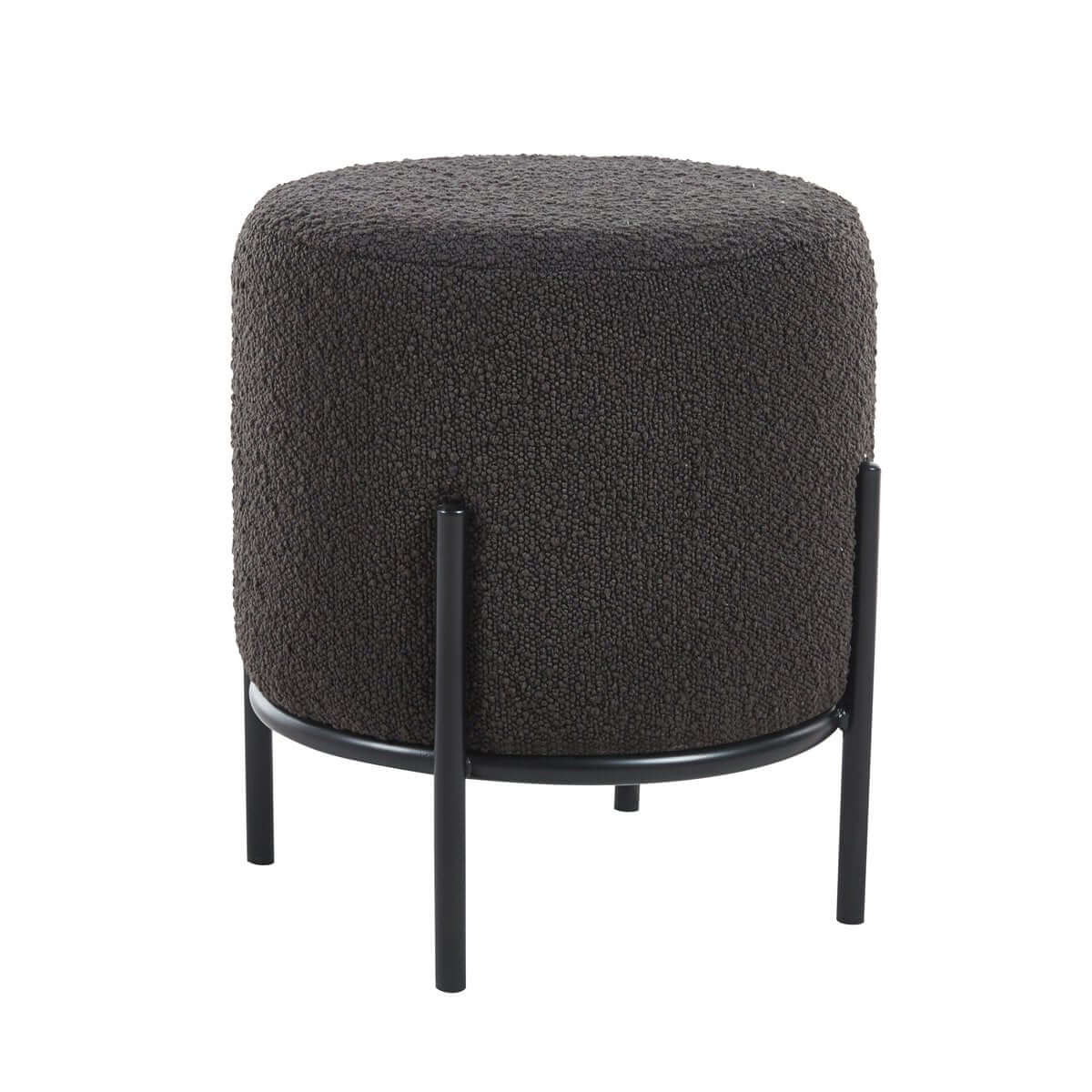 Polsterhocker Ø35 cm Bouclé Stoff Anthrazit - SalesFever