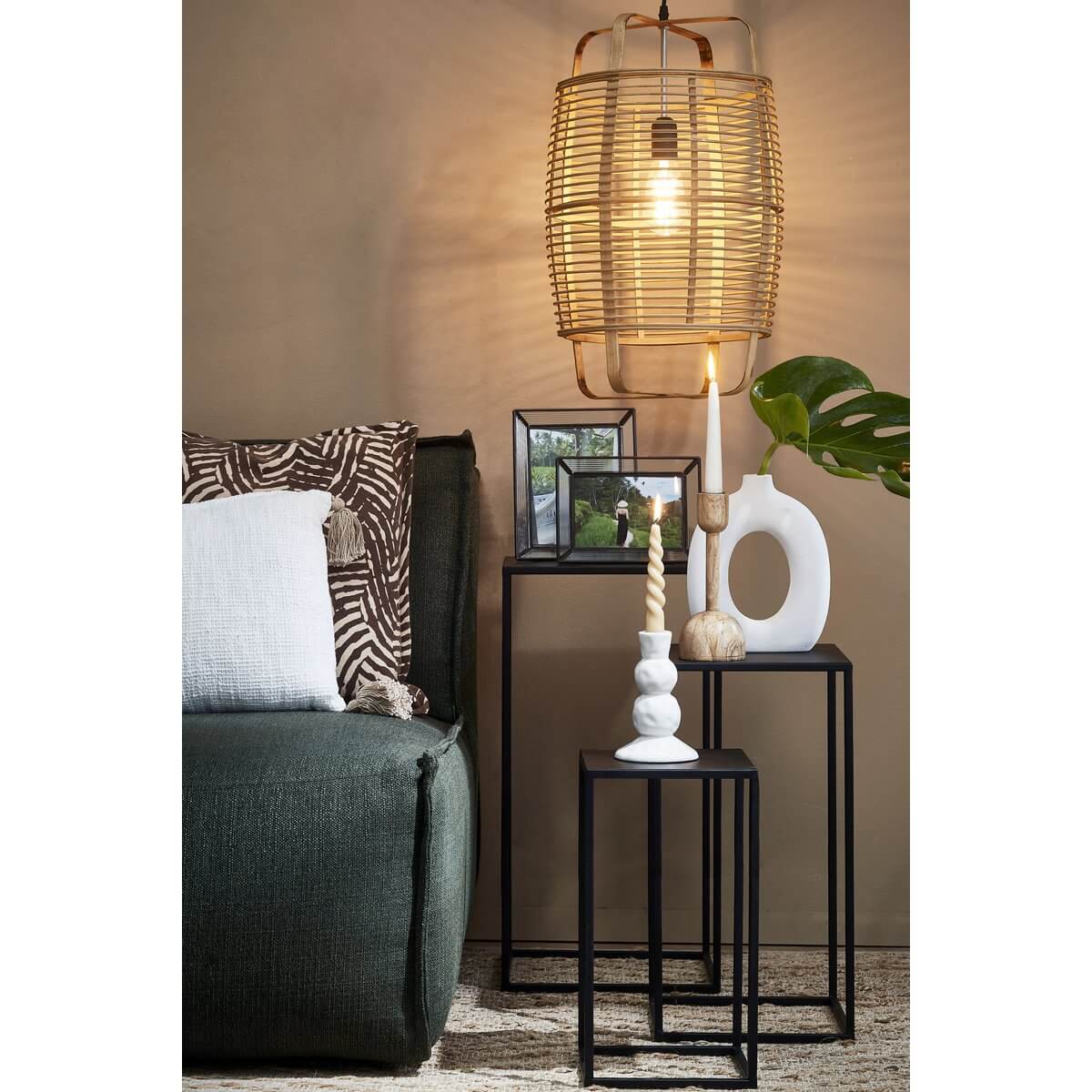 Quinty bijzettafels metaal zwart - vierkant met hoogteverschil - set van 3