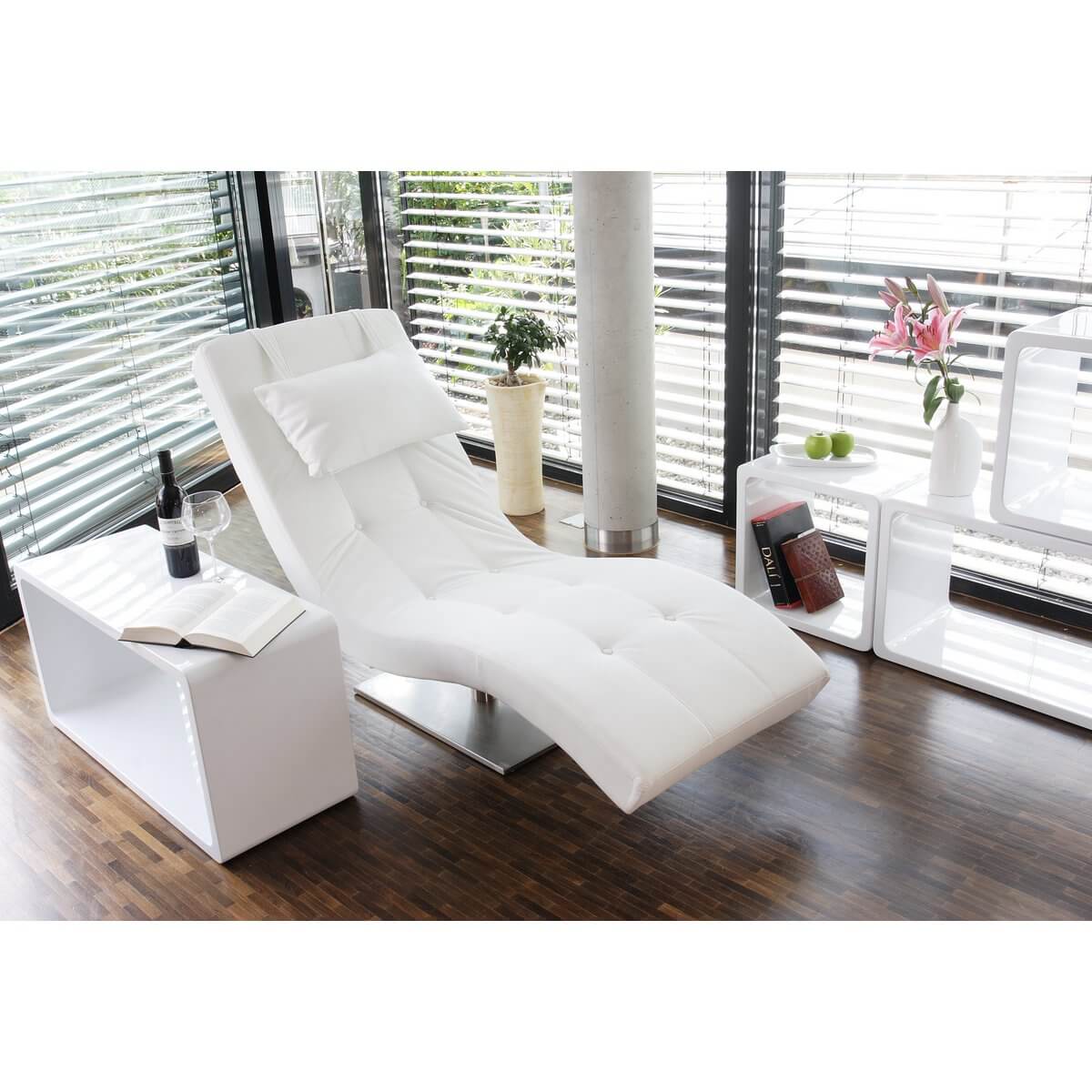 Relaxation lounger white imitation leather look - SalesFever