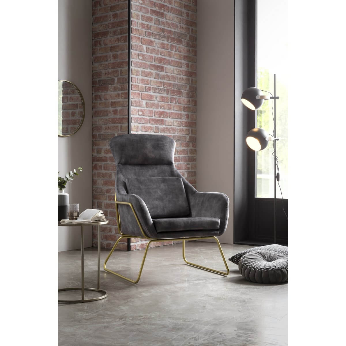 Lounge chair made of gray velvet - SalesFever