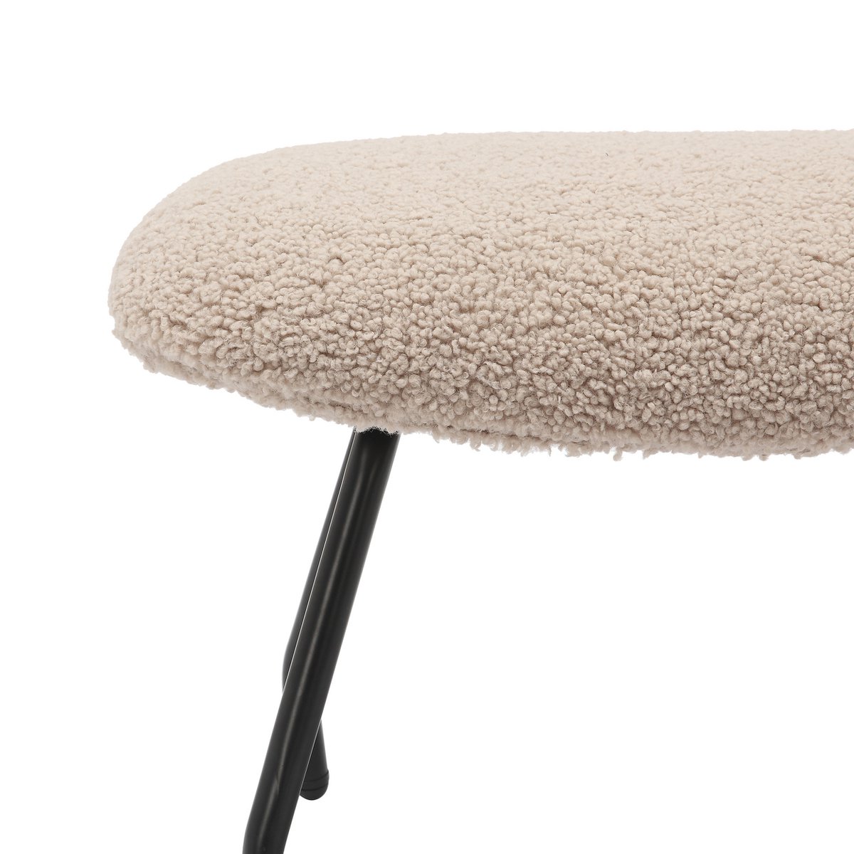 Relaxstoel Taupe met Hocker – Teddy Stof met Zwart Metalen Frame - SalesFever - Casanovio