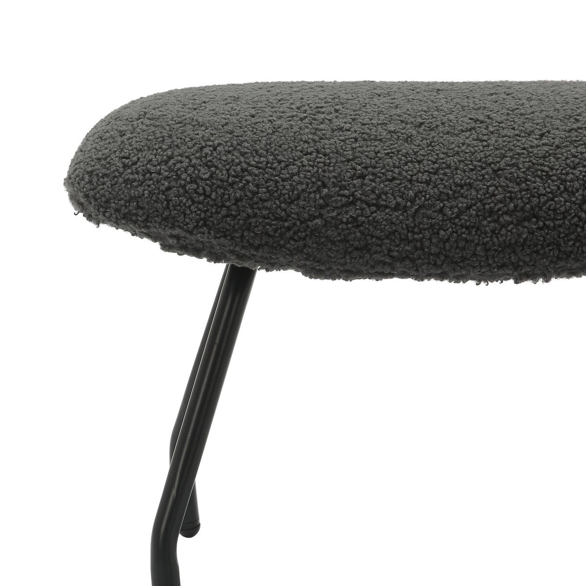 Relaxstoel Zwart met Hocker – Teddy Stof met Zwart Metalen Frame - SalesFever - Casanovio