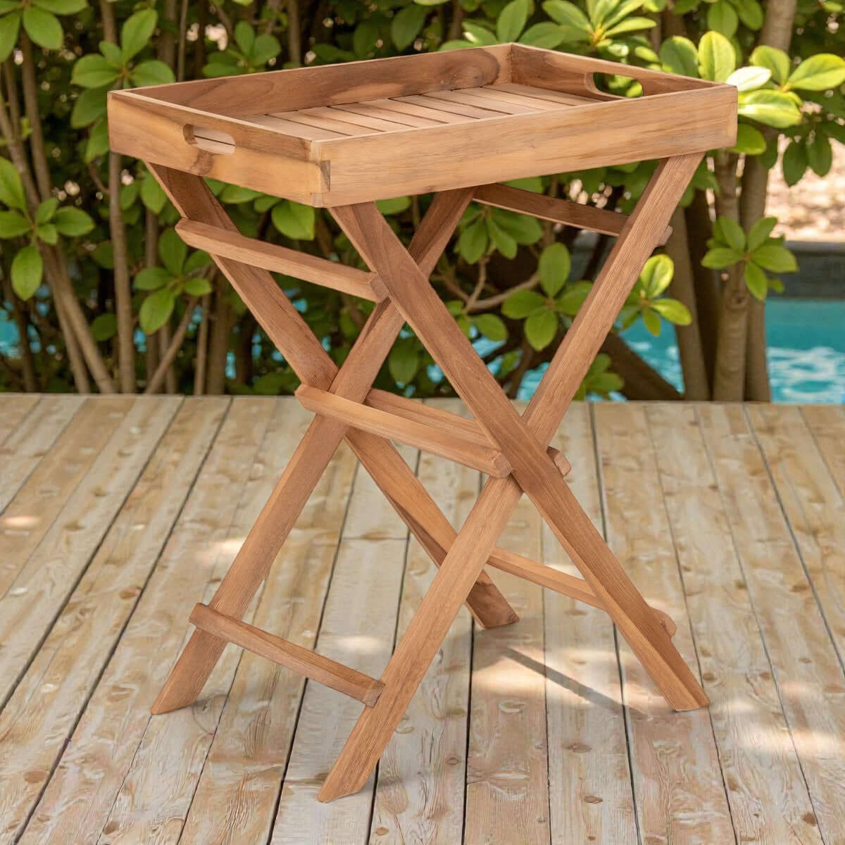 Ronda dienbladtafel teakhout naturel - 39 × 29 × 49,5 cm