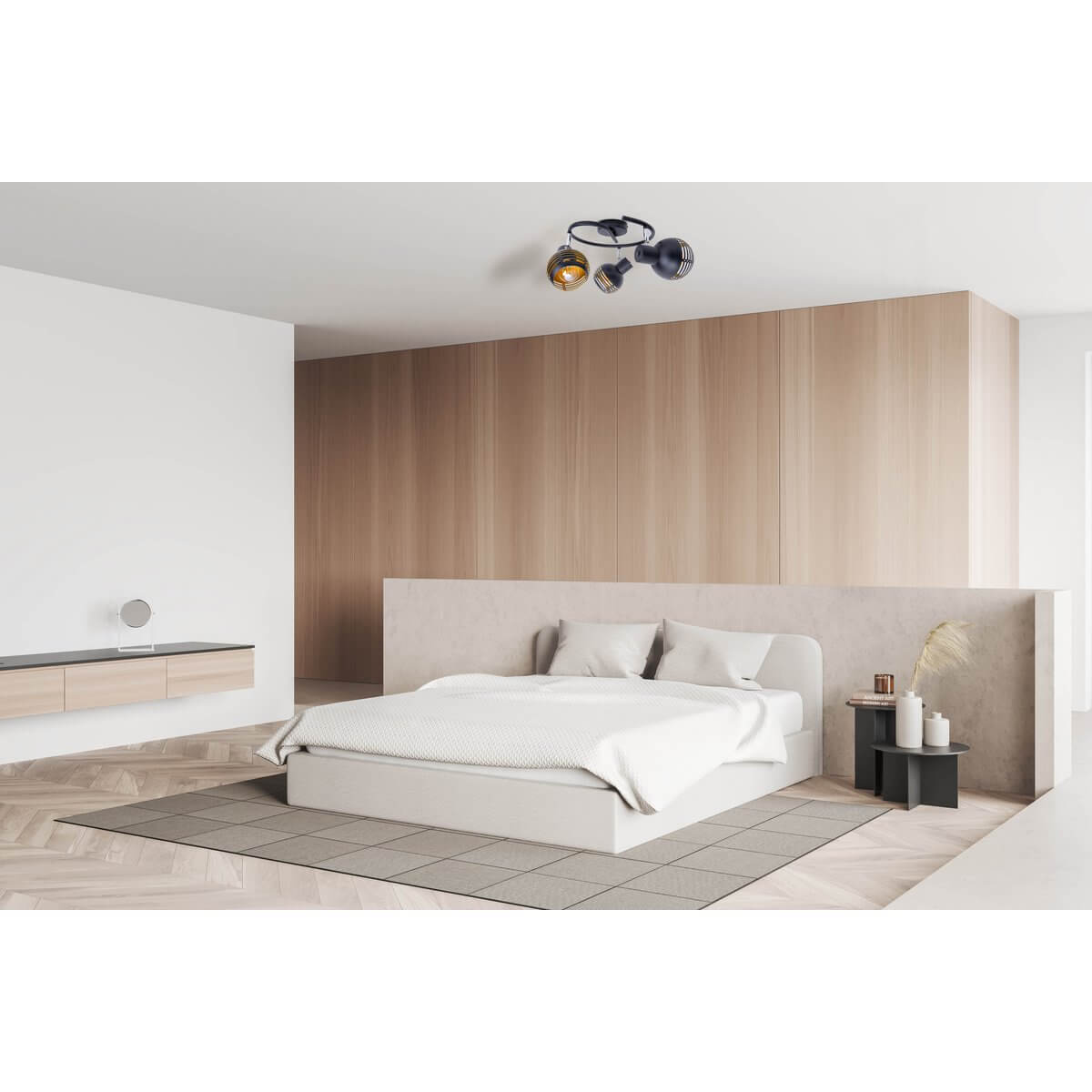 Rondel plafondspot metaal zwart goud - 3 spots - Ø 48 × 15 cm