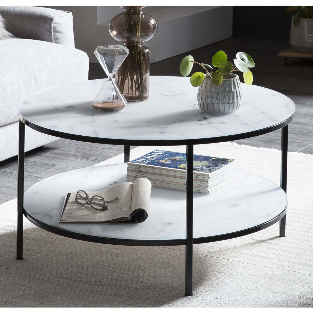 Salontafel met 2 planken Ø 80 cm - SalesFever