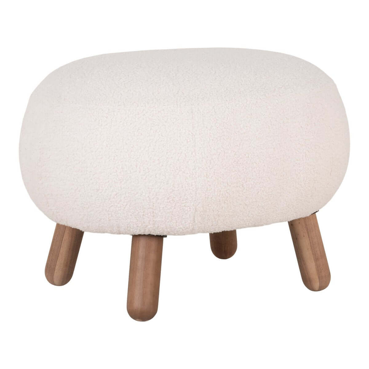 Savona Footrest - White, Polyester/Rubberwood/Pine, 60x50x37 cm - House Nordic ApS