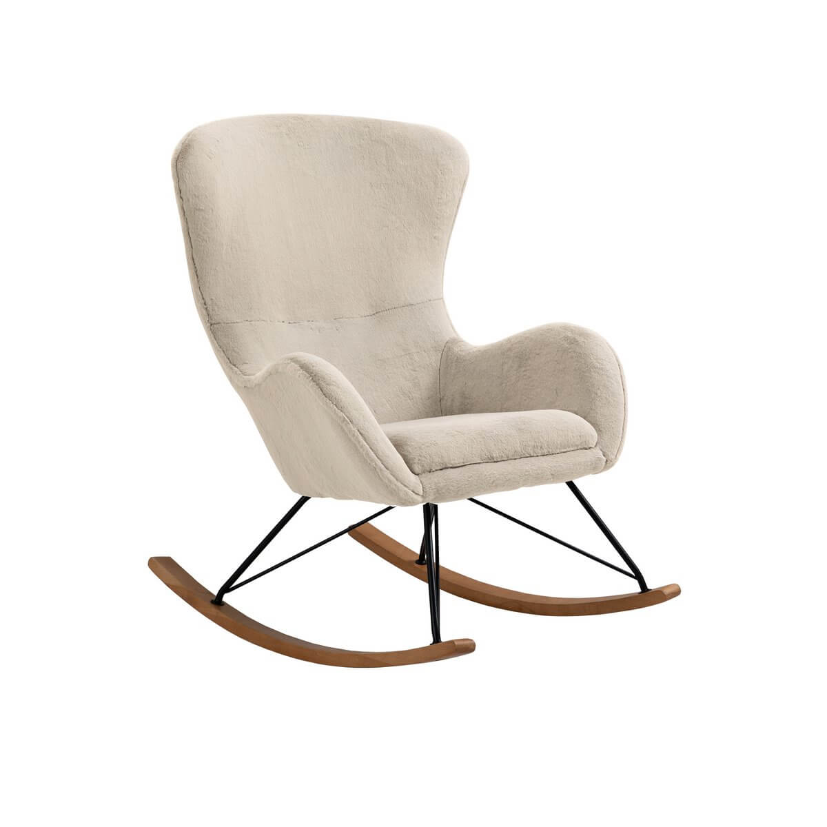 Schaukelstuhl in Lammfelloptik Beige - SalesFever