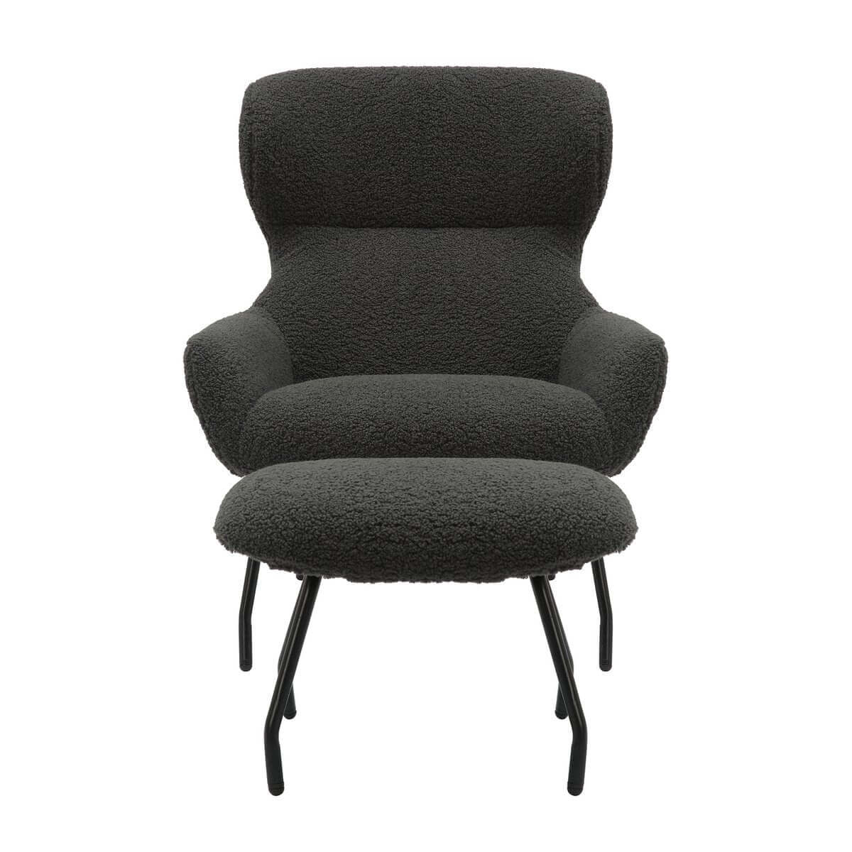 Sessel und Hocker Set Teddyfell Anthrazit - SalesFever