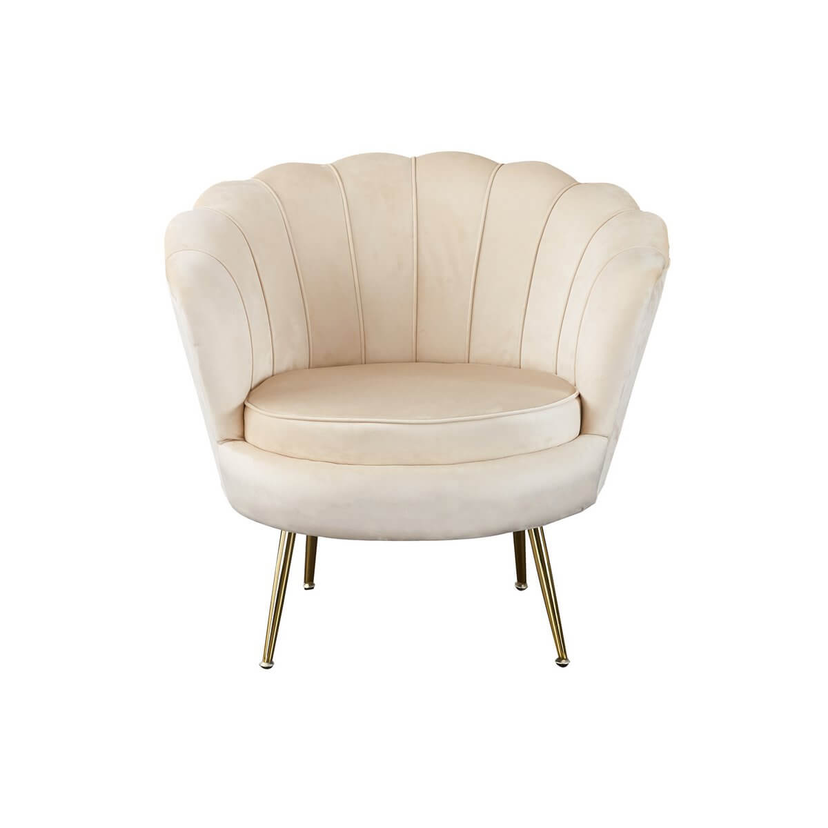 Shell armchair in beige velvet - SalesFever