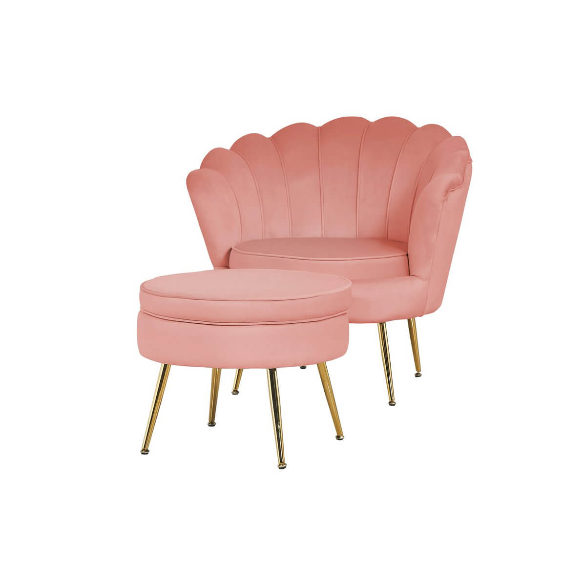 Shell armchair in velvet Rose - SalesFever