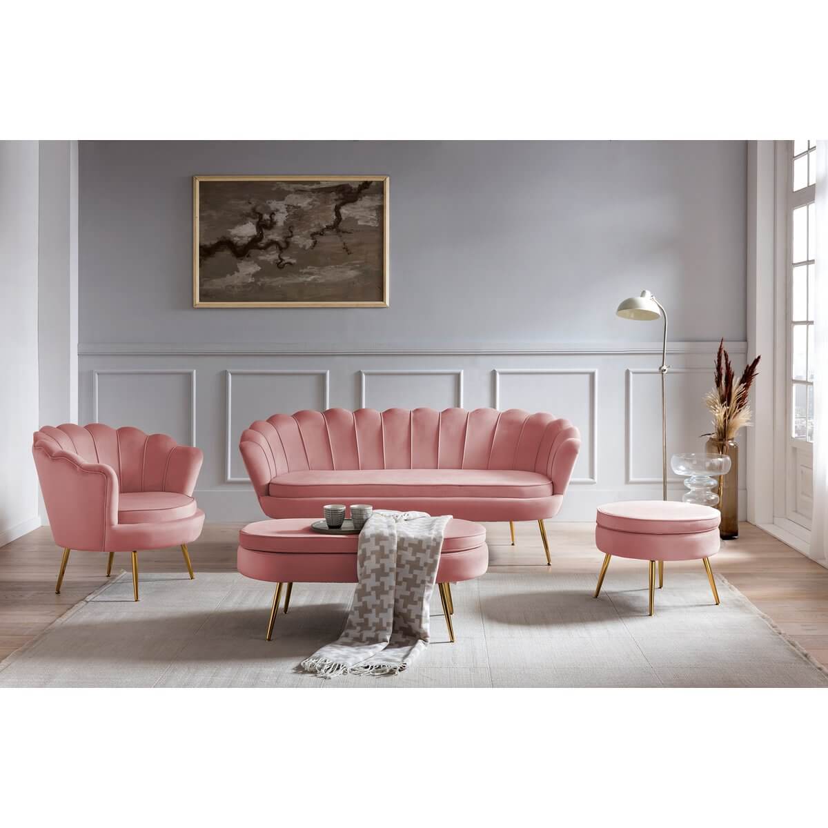 Shell armchair in velvet Rose - SalesFever