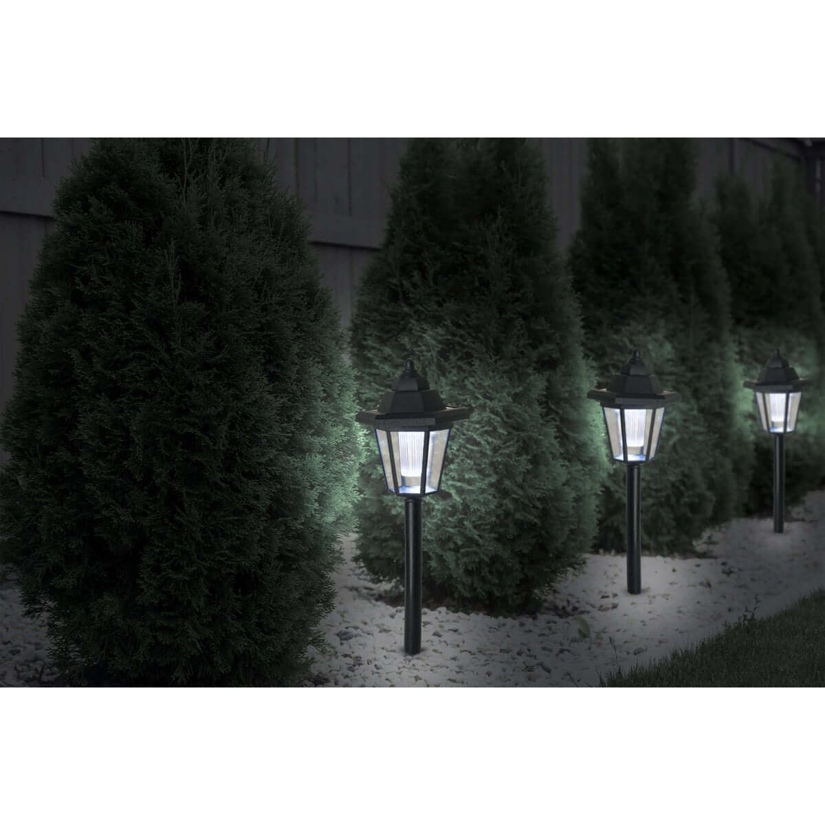 Solar led tuinlampen koel wit - 2-in-1 wand en grondspies - set van 3