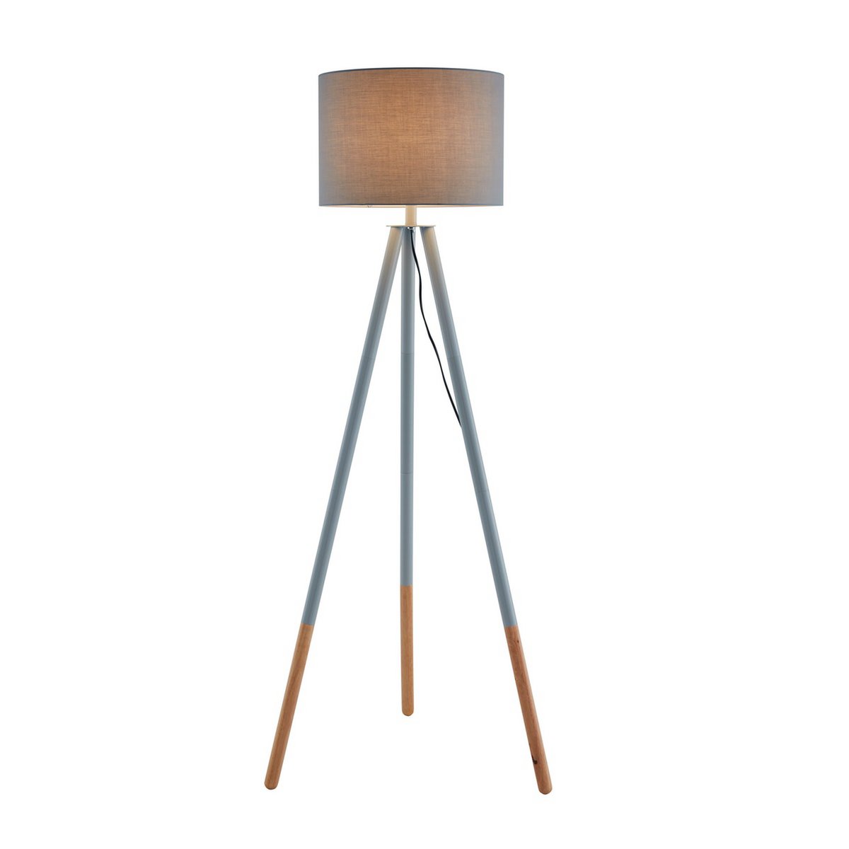 Staande Vloerlamp Grijs met Houten Frame - Naturel Stoffen kap - SalesFever - Casanovio
