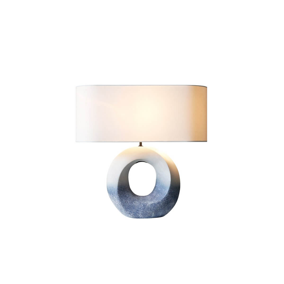 Table lamp ceramic/linen blue/white - SalesFever