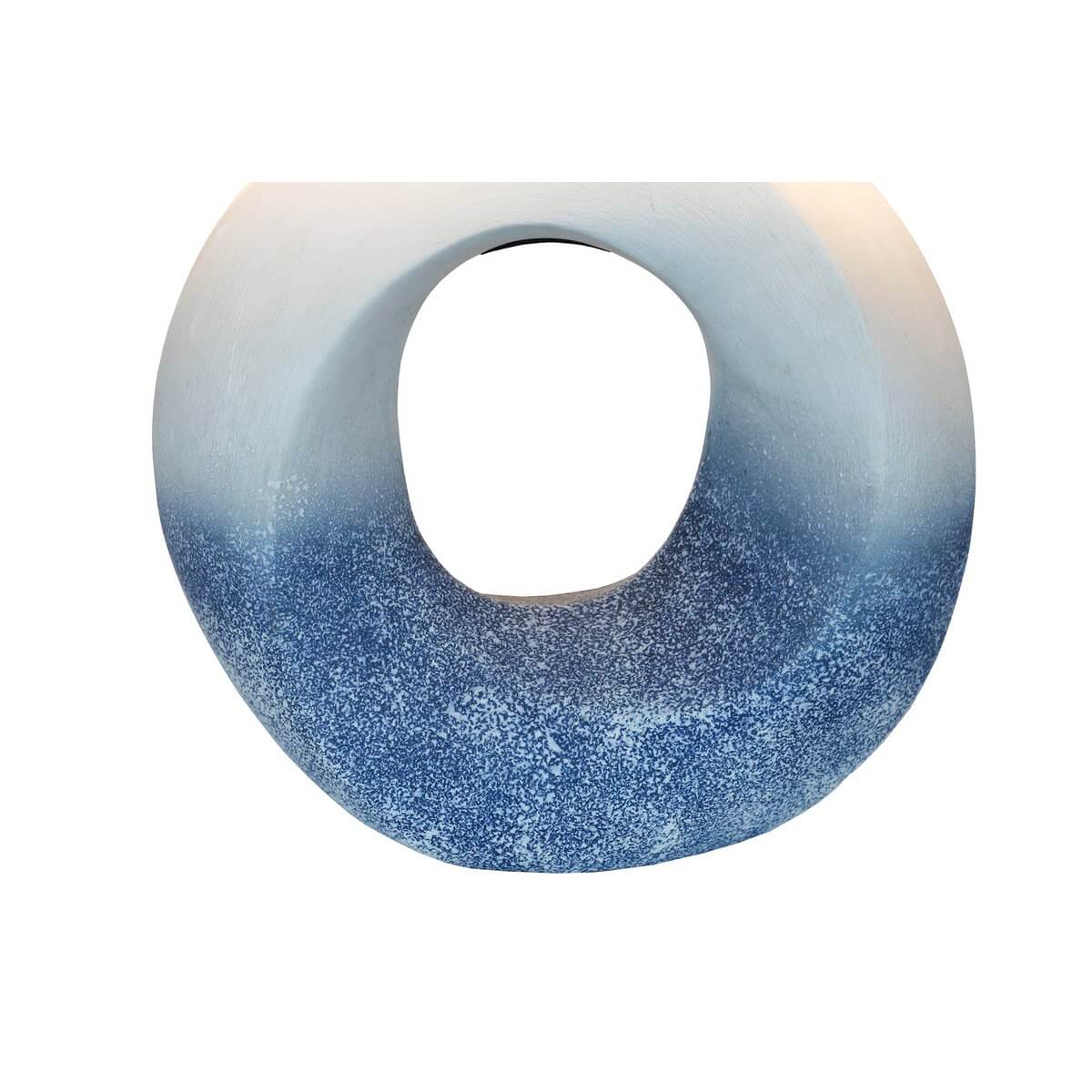 Table lamp ceramic/linen blue/white - SalesFever