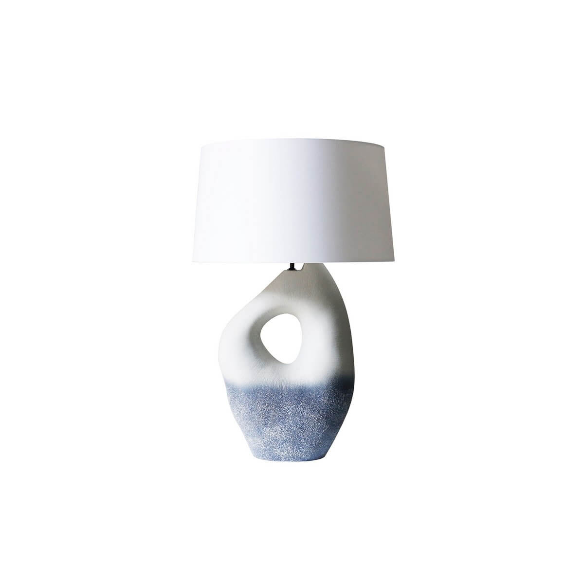 Table lamp ceramic/linen blue/white - SalesFever