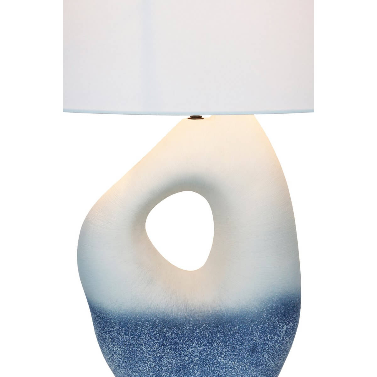 Table lamp ceramic/linen blue/white - SalesFever