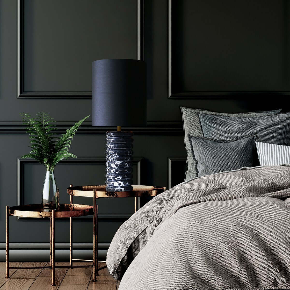 Table lamp marble/cotton black - SalesFever