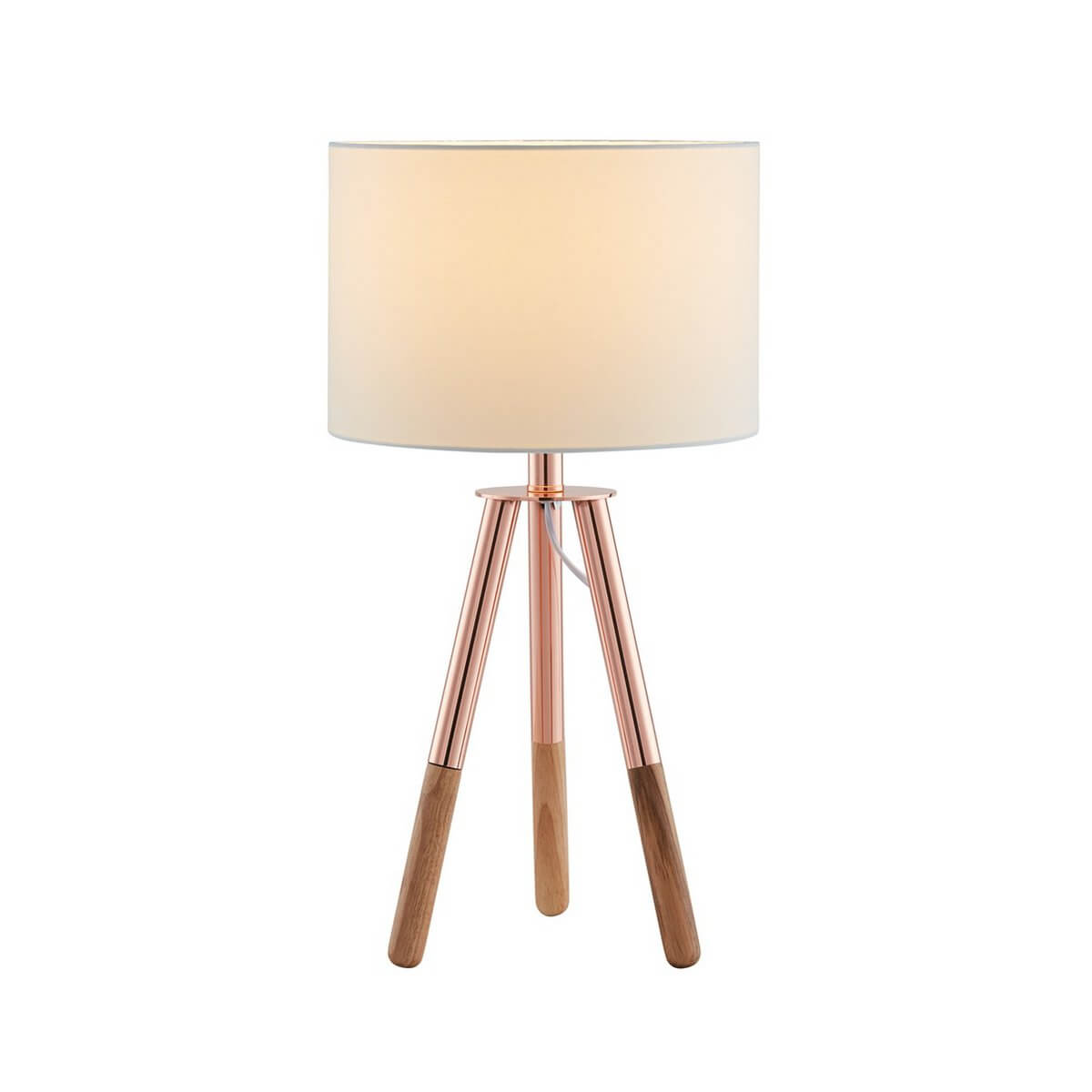 Table lamp with wooden frame and copper / oak fabric shade - SalesFever