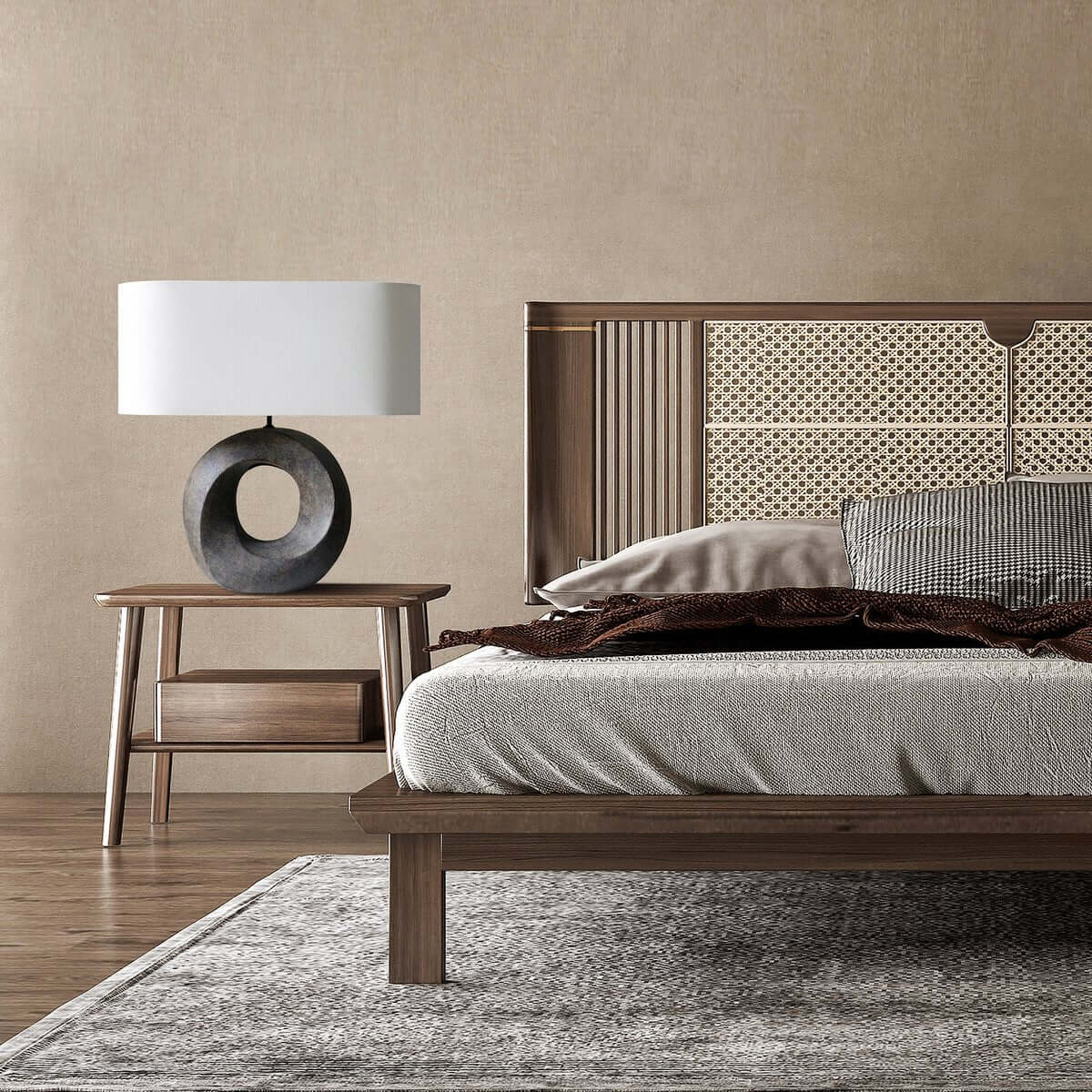 Tischleuchte Keramik/Leinen Grün/Beige - SalesFever