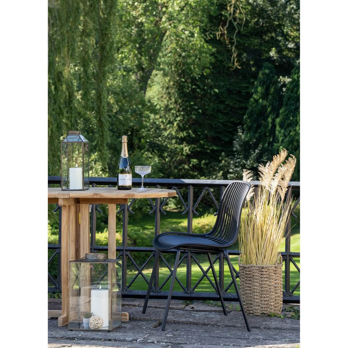Branson Garden Chair - Zwart, stapelbaar, 55x46,5x82 cm - set van 4 - House Nordic ApS