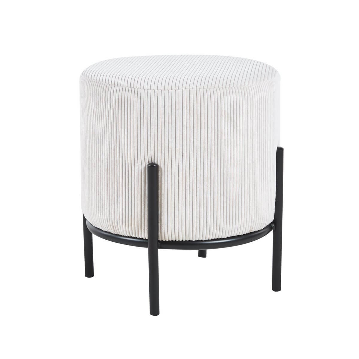 Upholstered stool Ø35 cm cord optic beige - SalesFever