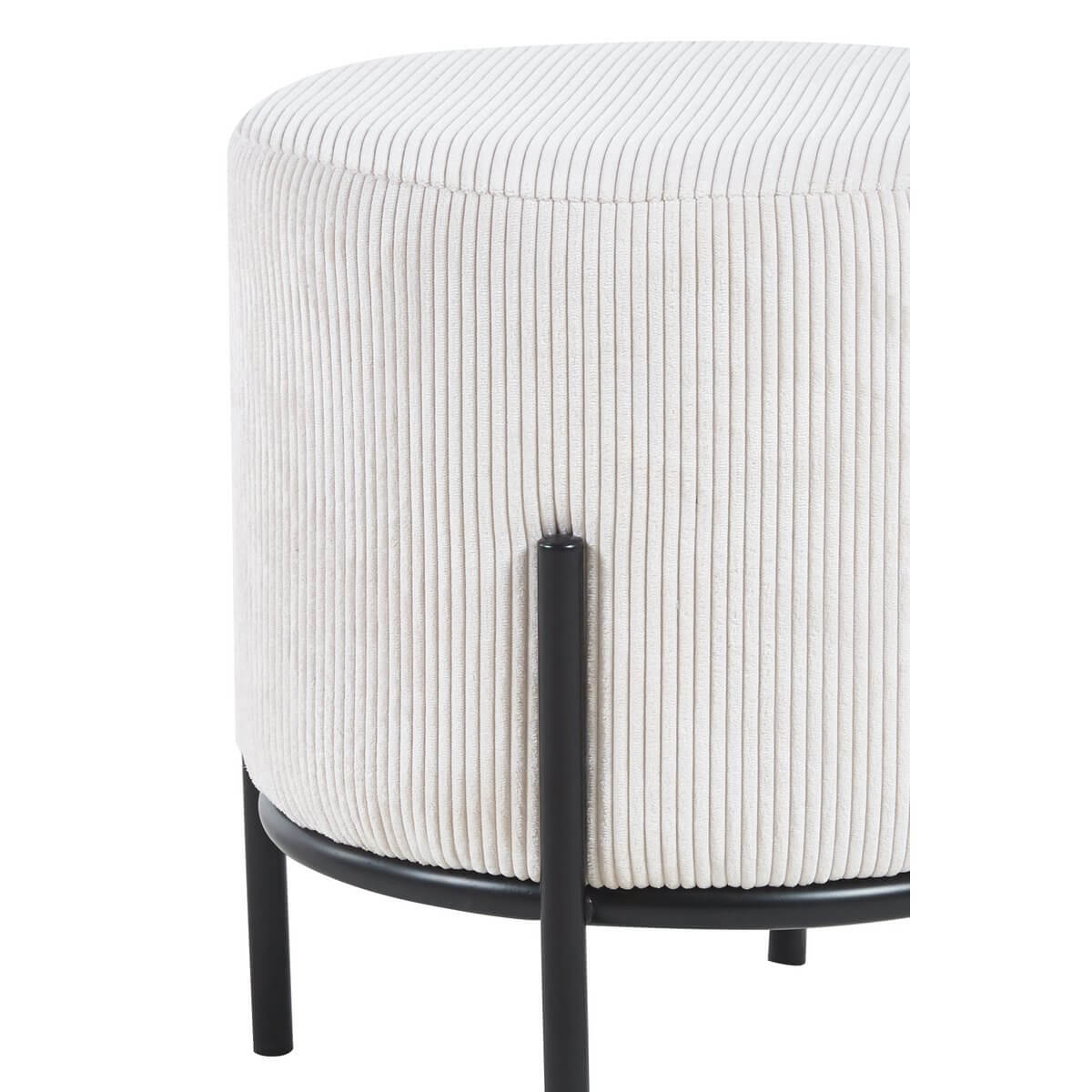 Upholstered stool Ø35 cm cord optic beige - SalesFever