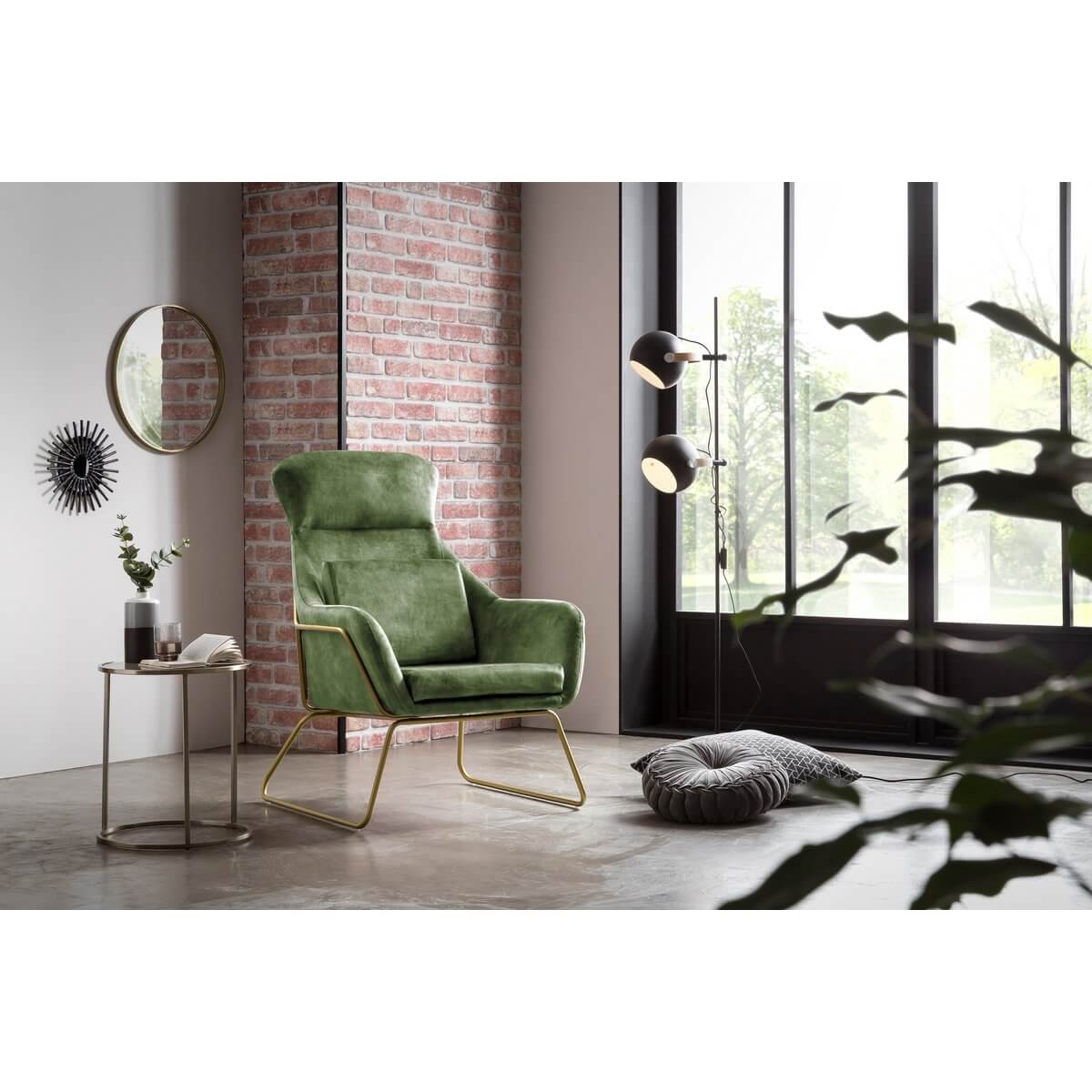 Velvet velor relax armchair green - SalesFever
