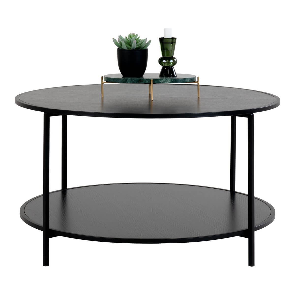 Vita salontafel zwart - rond met dubbel blad - Ø 80 × 45 cm