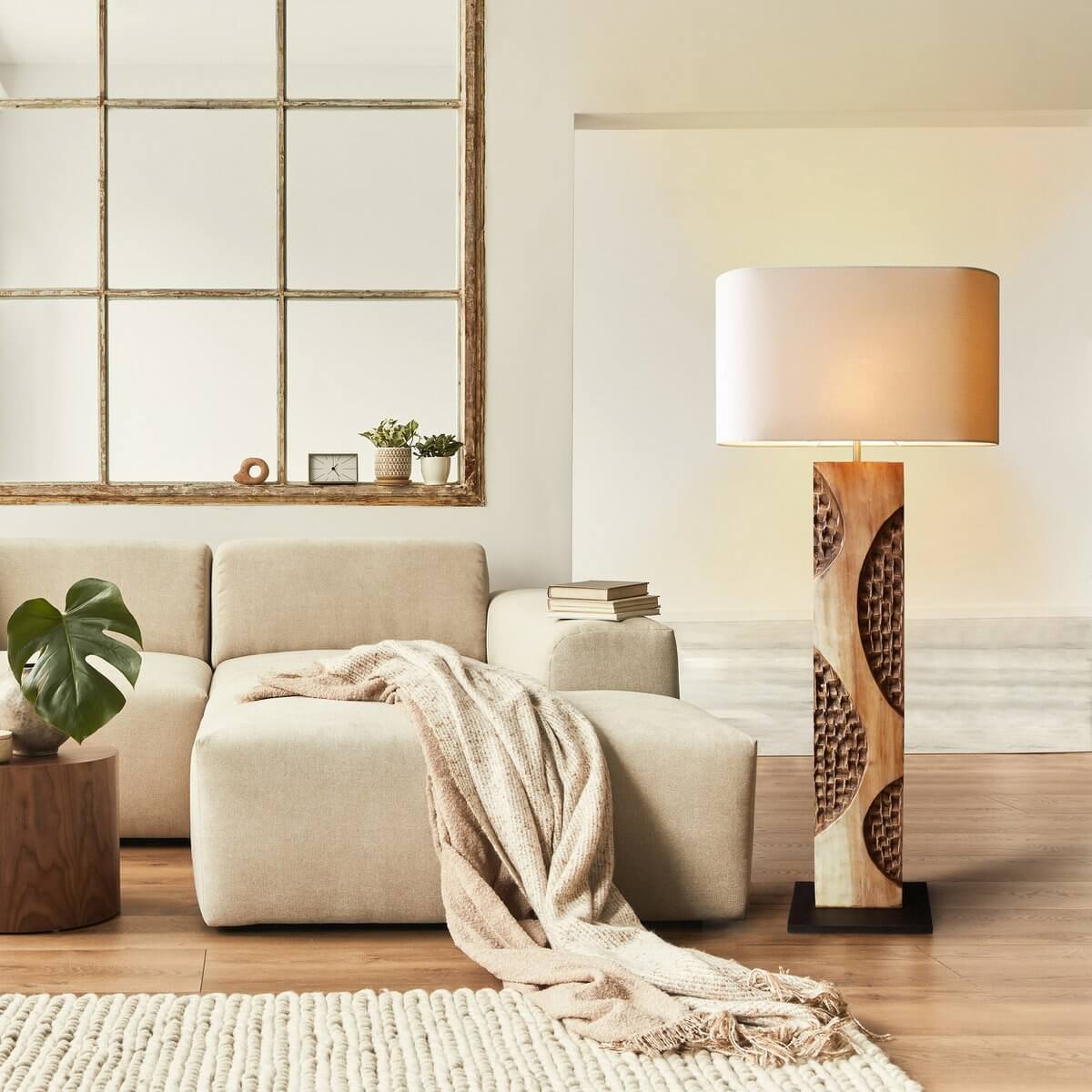 Stehleuchte Akazie/Leinen Natur 171 cm - SalesFever